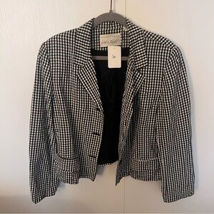 Lord and Taylor black and white checkered blazer jacket size 12